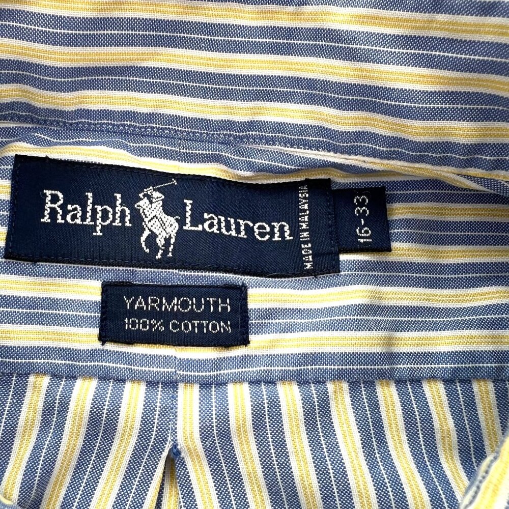 Ralph Lauren Flesh Pony Mens Shirt 16 Striped Button Yarmouth 33 Long Sleeve XL - Picture 3 of 9